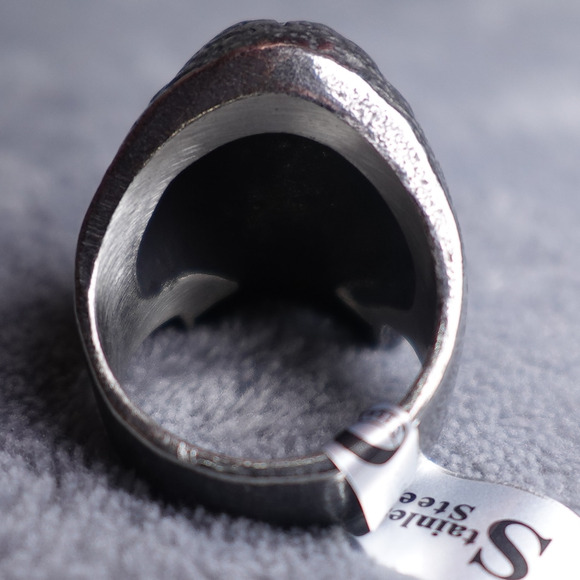 Stainless Steel Gun Metal Colored Skull Ring Size 11 RSRN-705 - Picture 3 of 6